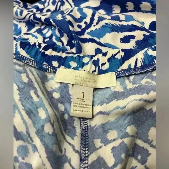 Chico's Blue Paisley Handkerchief Skirt Asymetrical Maxie Stretch Pull On Medium - Picture 6 of 6